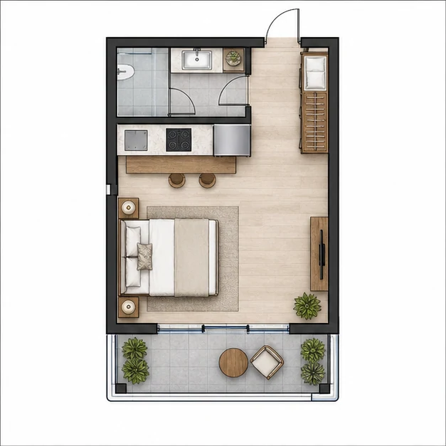 Студия площадью 31,39 м²