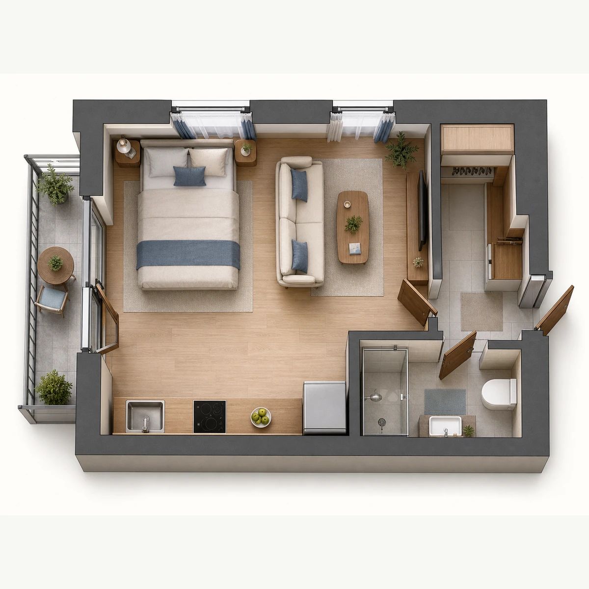 Схема планировочного формата: Компактный формат, 27,2 м²