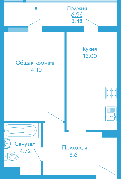 Подтверждённая планировка студии в ЖК «Высота»
