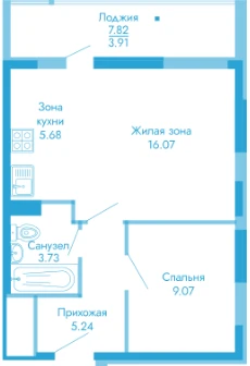 Планировка двухкомнатной квартиры в ЖК «Высота»